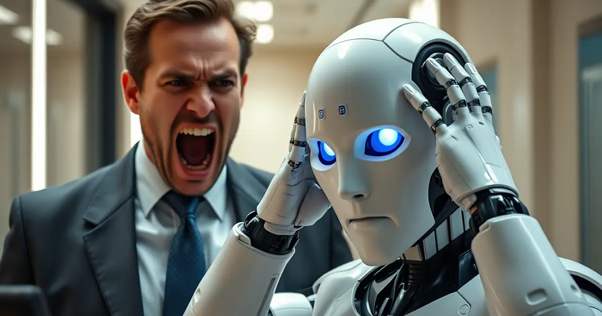 KI-Roboter wird von Mensch angeschrien